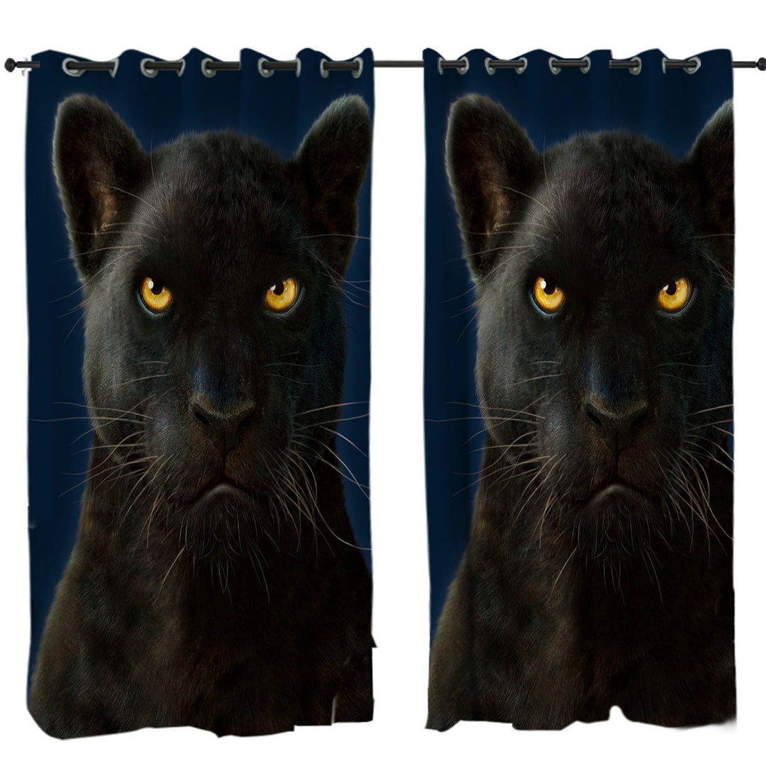 Wild Animal Art Portrait Black Panther Curtain