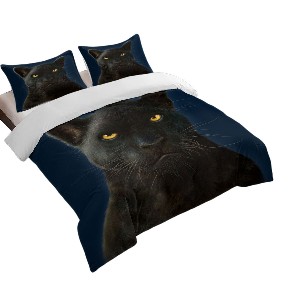 Wild Animal Art Portrait Black Panther Duvet Cover