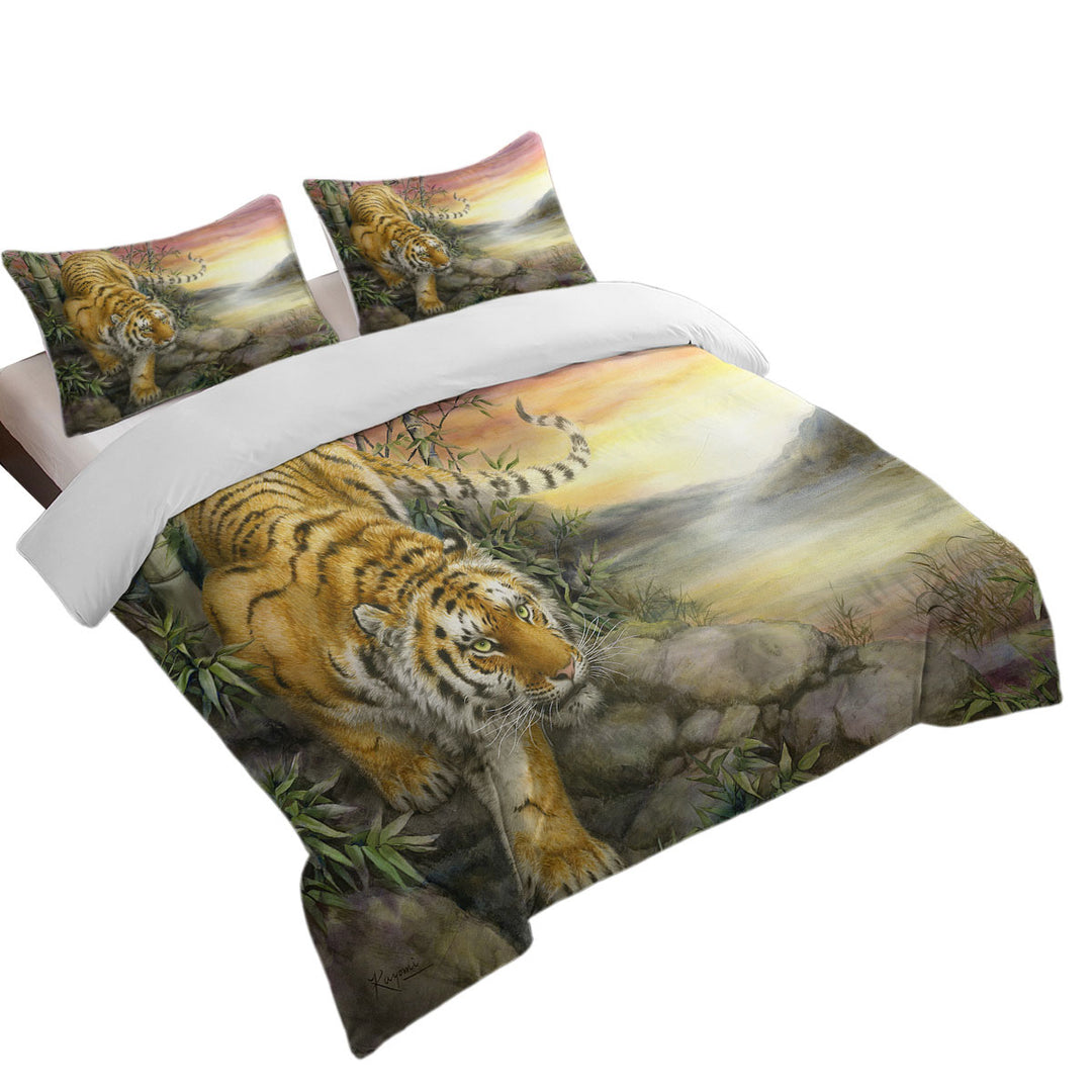 Wild Animal Art Tiger at Sunrise Dawn Coverlet