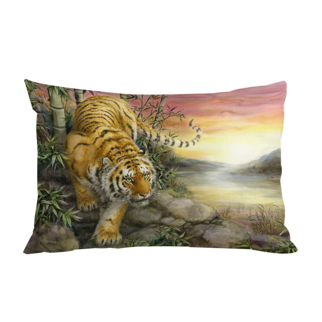 Wild Animal Art Tiger at Sunrise Dawn Pillow Case Covers