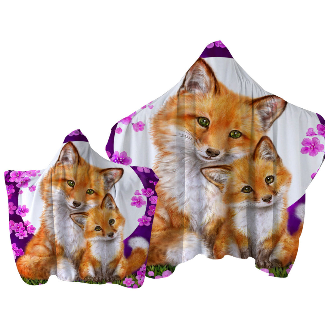 Wild Animals Art Flowery Nights Foxes Hooded Beach Towel