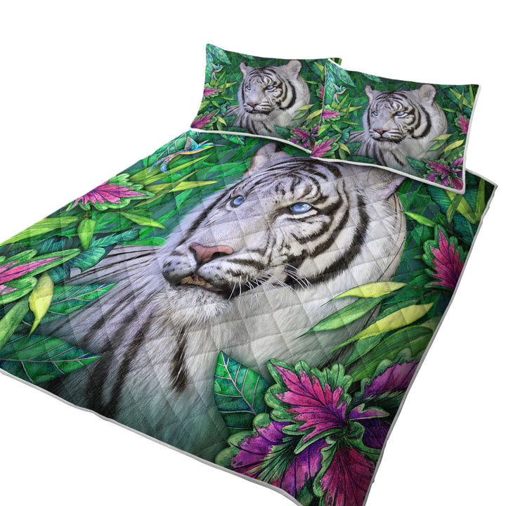 Wild Animals Art Tropical White Tiger Coverlets