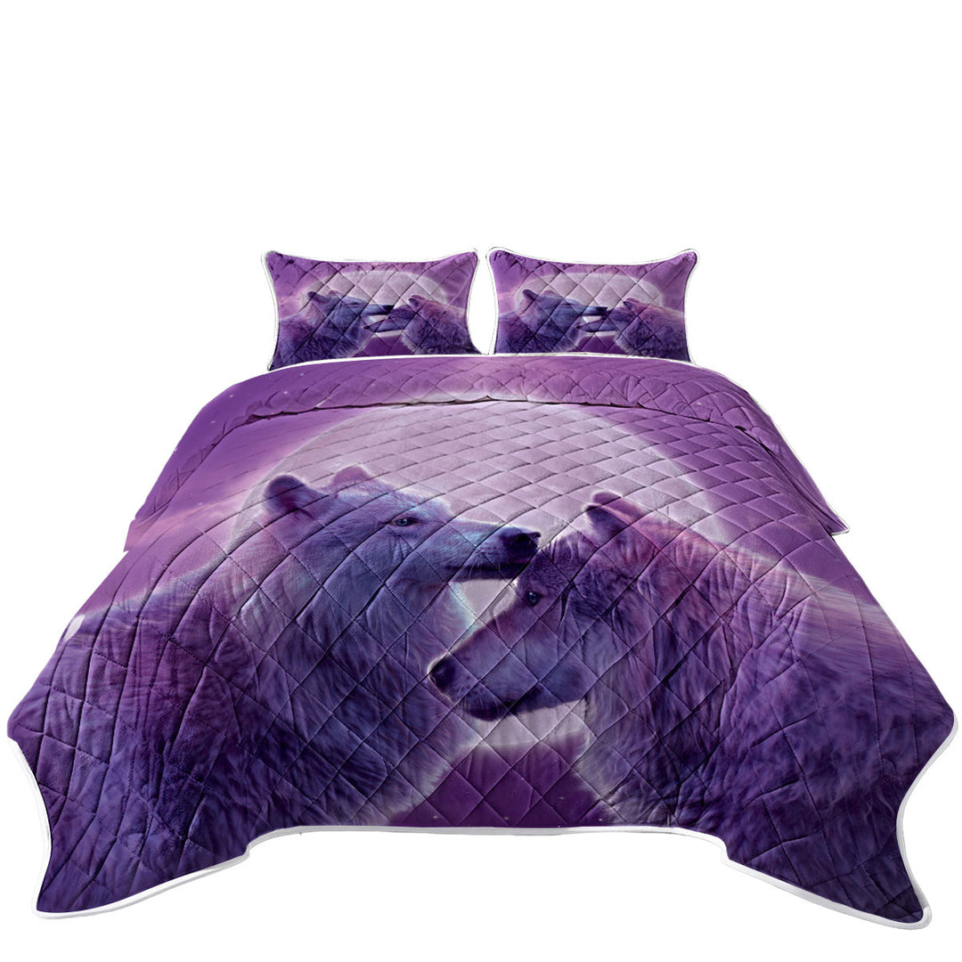 Wild Animals Purple Moon Loving Wolves Coverlets