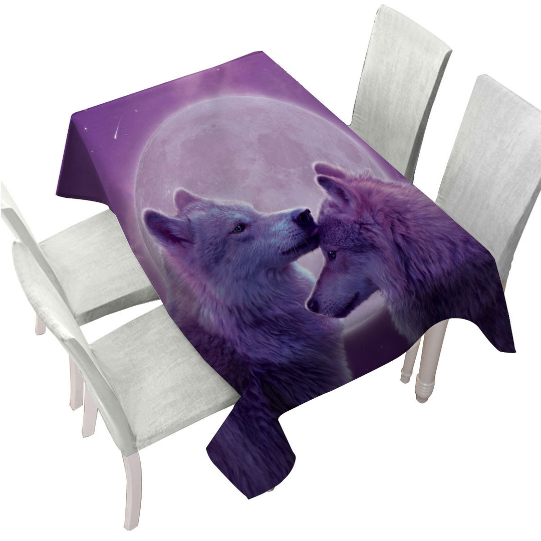 Wild Animals Purple Moon Loving Wolves Custom table cloth