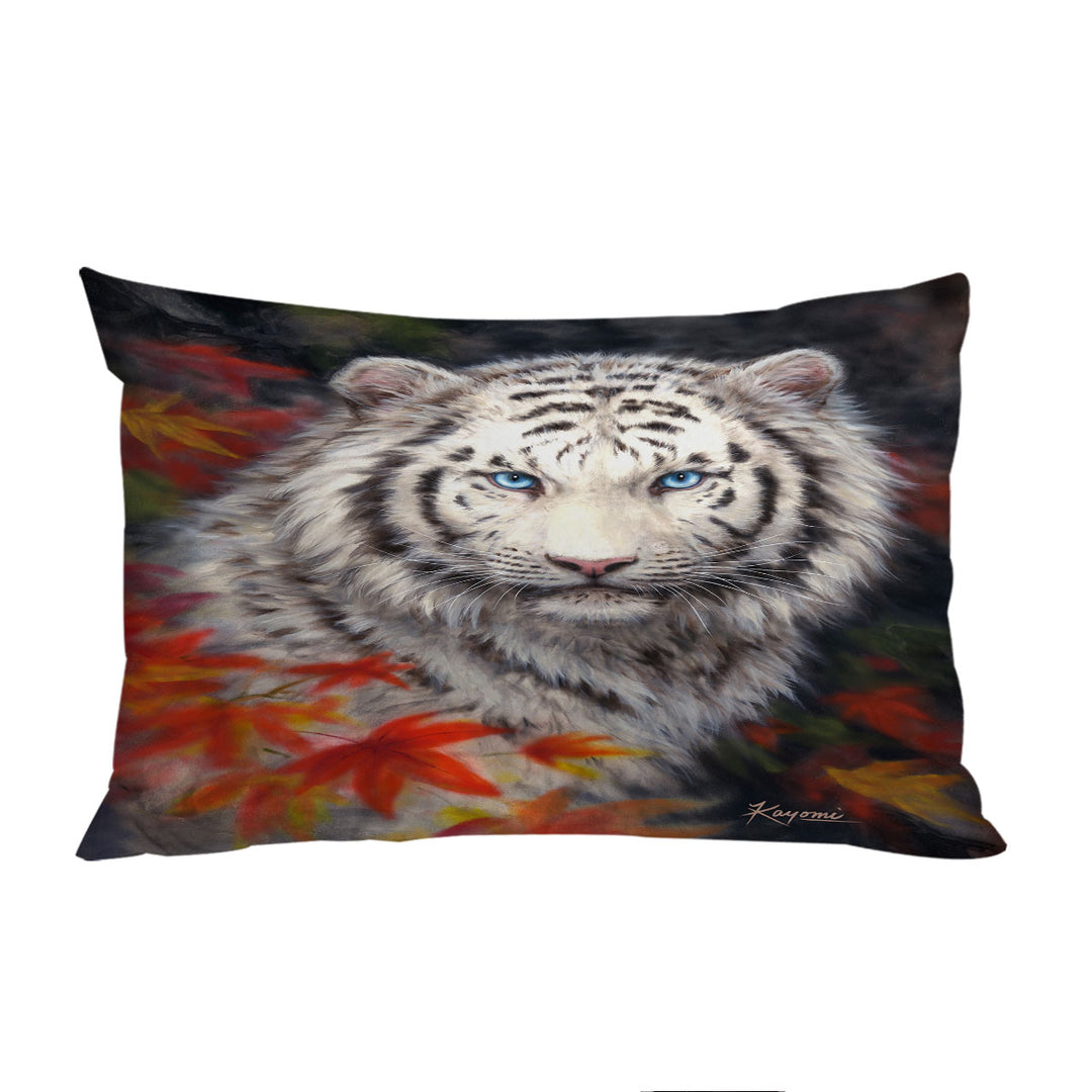 Wildlife Animal Art Autumn White Tiger King Pillow Cases