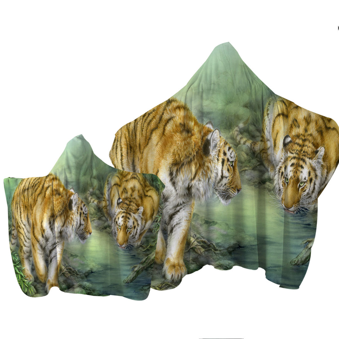 Wildlife Animal Art Two Tigers in the Jungle Towel Hoodie