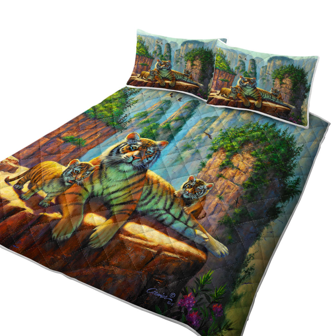 Wildlife Animal Nature Art Zang Tigers Coverlet