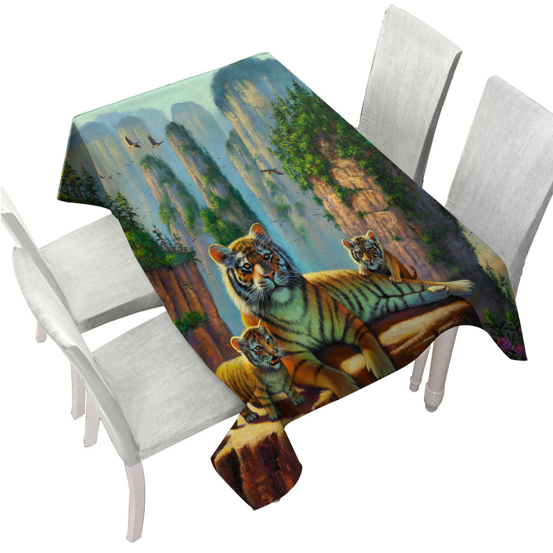 Wildlife Animal Nature Art Zang Tigers Custom table cloth