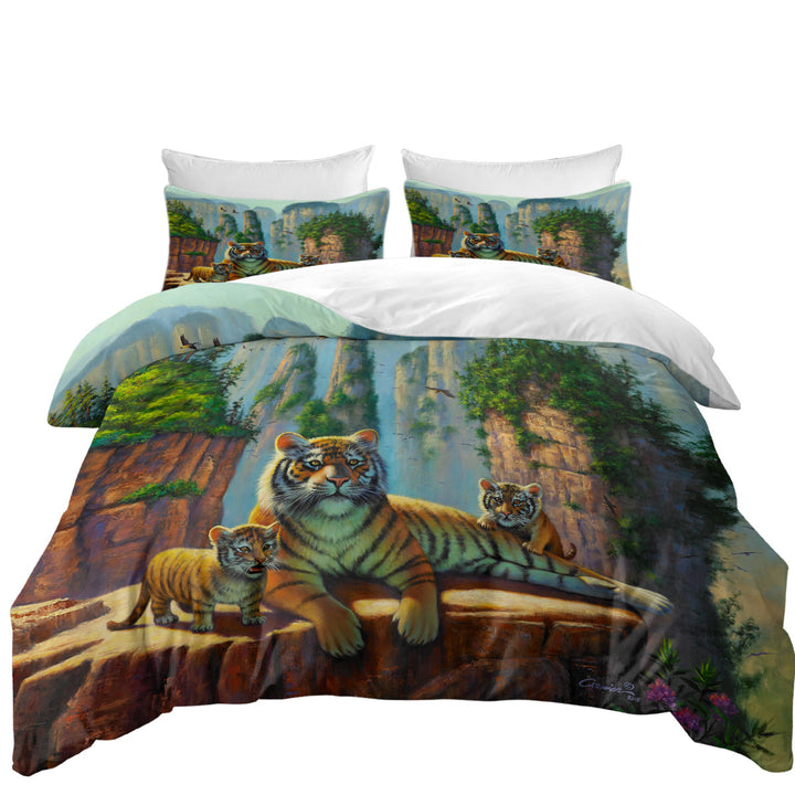 Wildlife Animal Nature Art Zang Tigers Duvet Cover