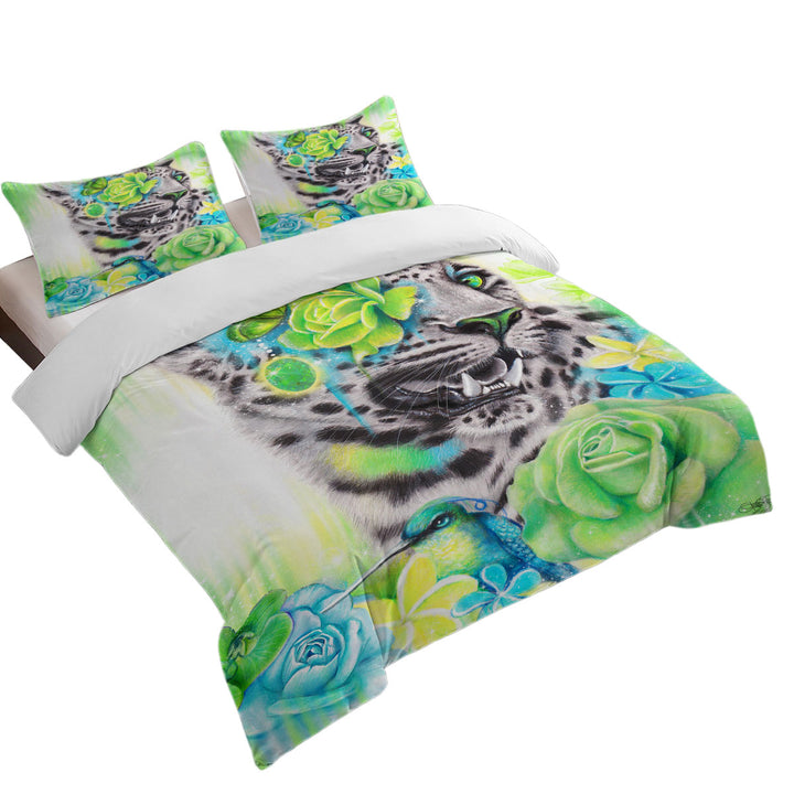 Wildlife Art Aqua Lime Leopard Best Duvet Covers