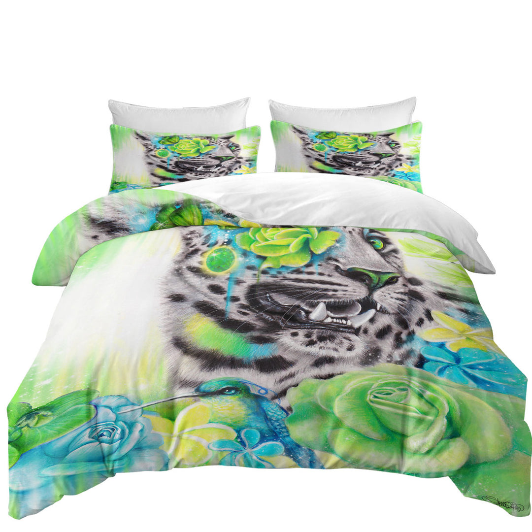 Wildlife Art Aqua Lime Leopard Daybed Covers Sets