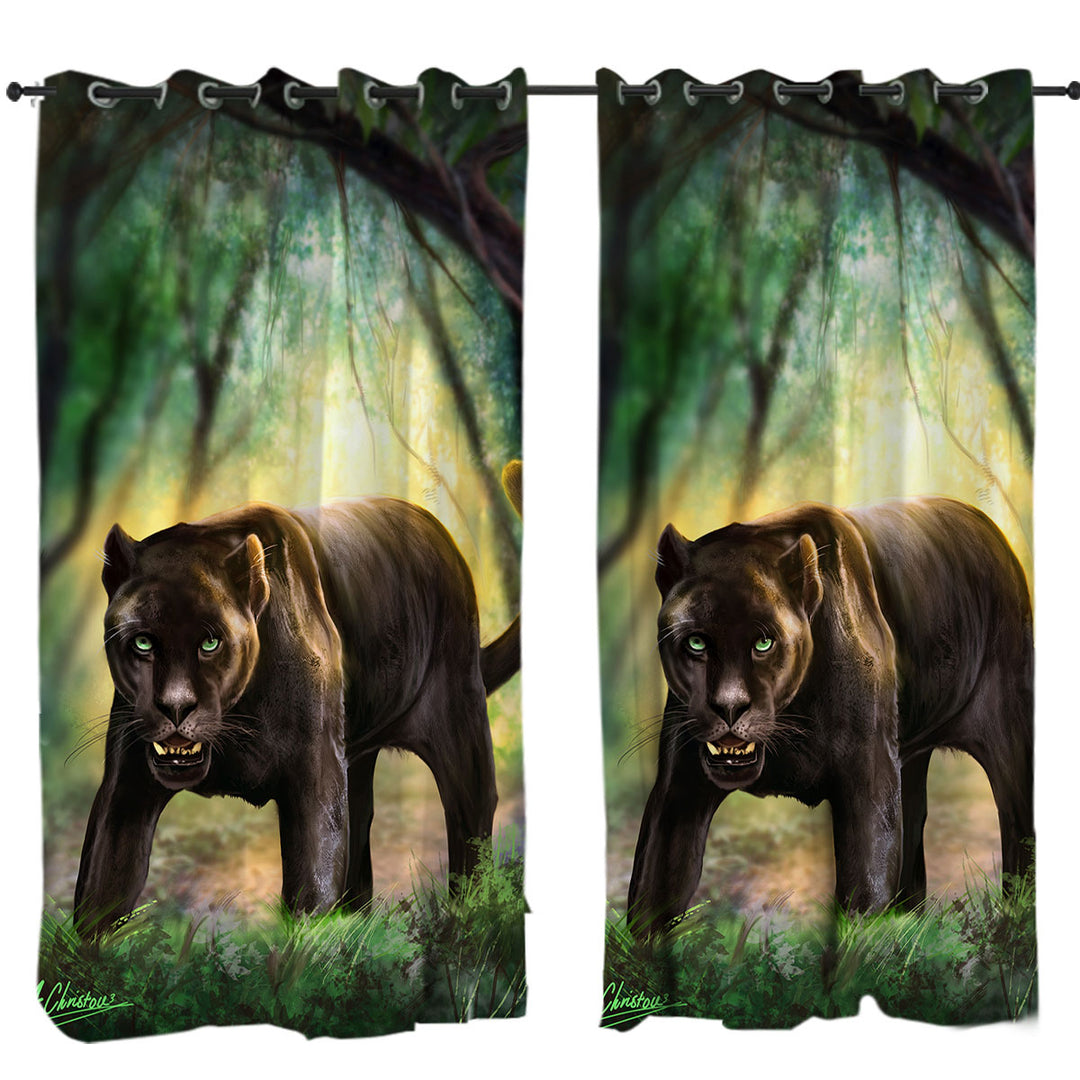 Wildlife Art Beautiful Black Panther Curtains