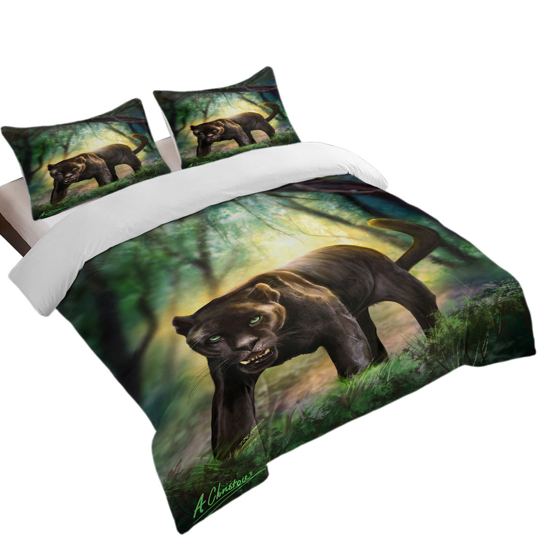 Wildlife Art Beautiful Black Panther King Size Duvet Cover