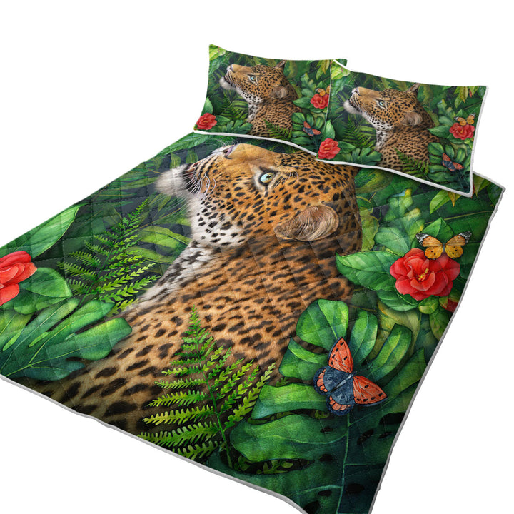 Wildlife Art Leopards Gaze King Size Quilt