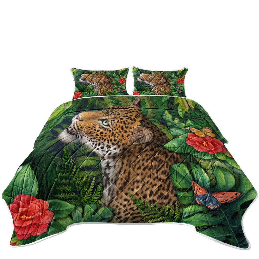 Wildlife Art Leopards Gaze Quilts for sale