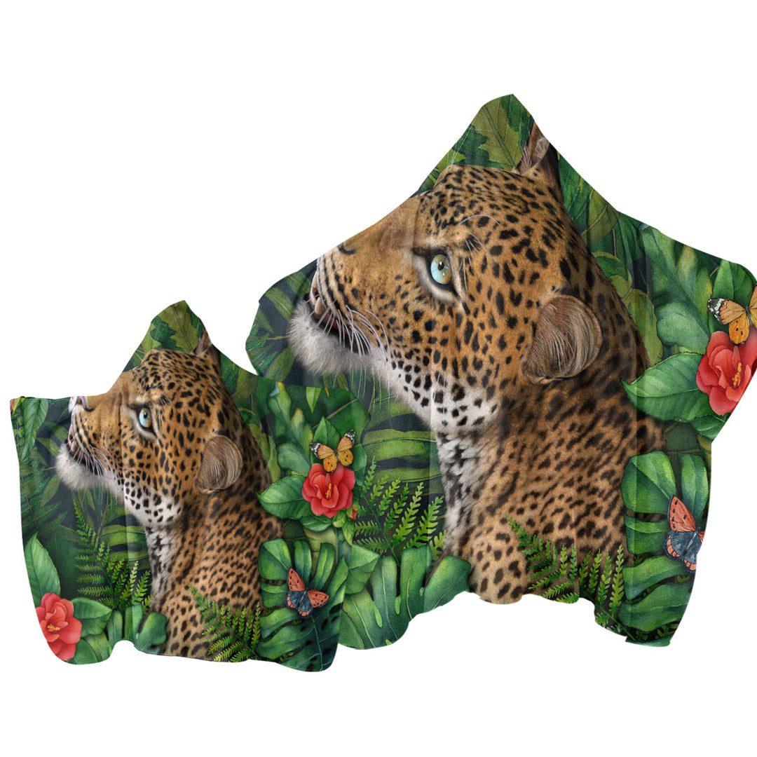 Wildlife Art Leopards Gaze Towel with Hood