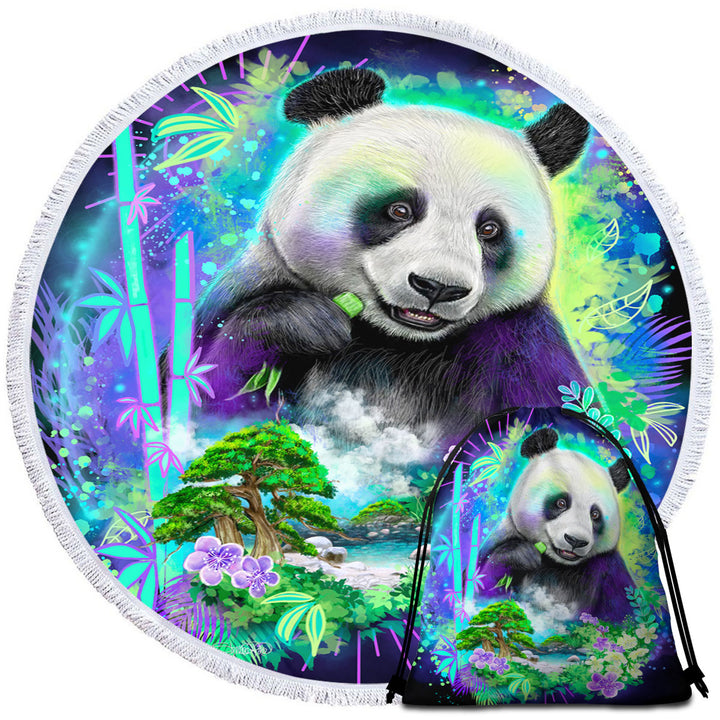 Wildlife Art Nature Panda Circle Beach Towel