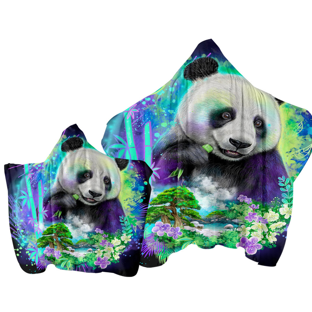 Wildlife Art Nature Panda Spirit Hooded Beach Towel