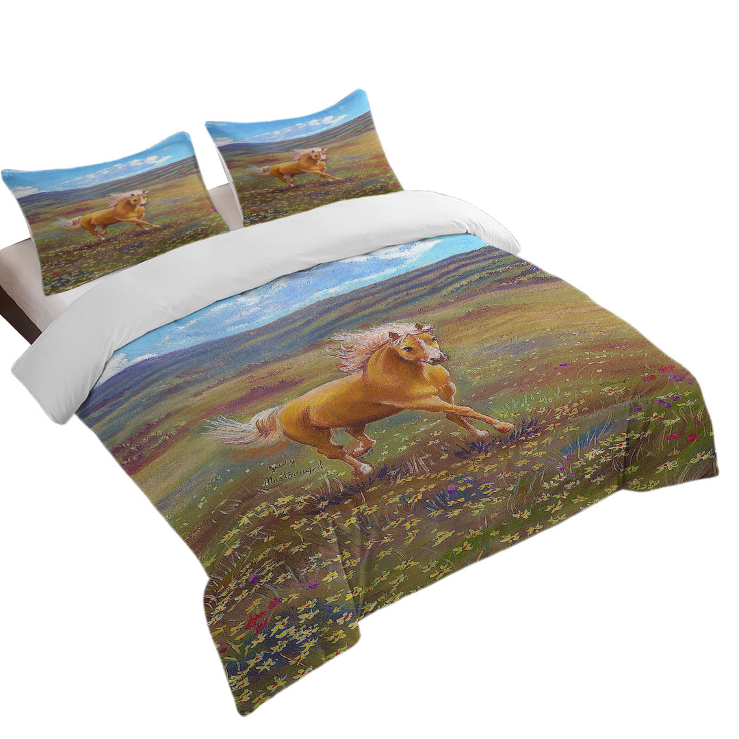 Wildlife Art Painting Running Horse California King Duvet Cover