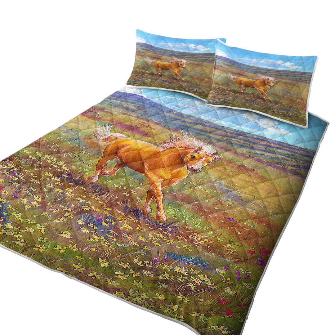 Wildlife Art Painting Running Horse California King Quilt Sets