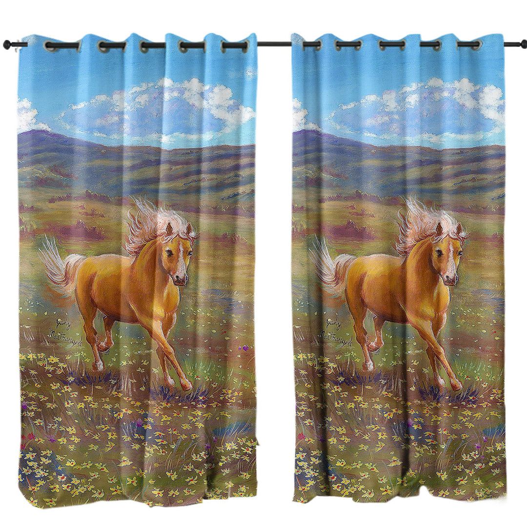 Wildlife Art Painting Running Horse Drapes