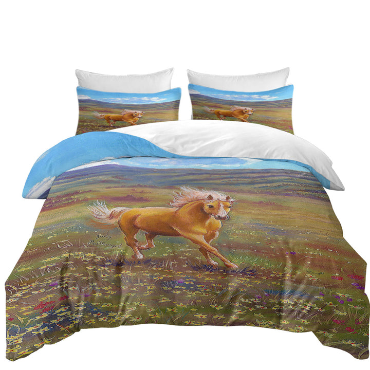 Wildlife Art Painting Running Horse Duvet Cover