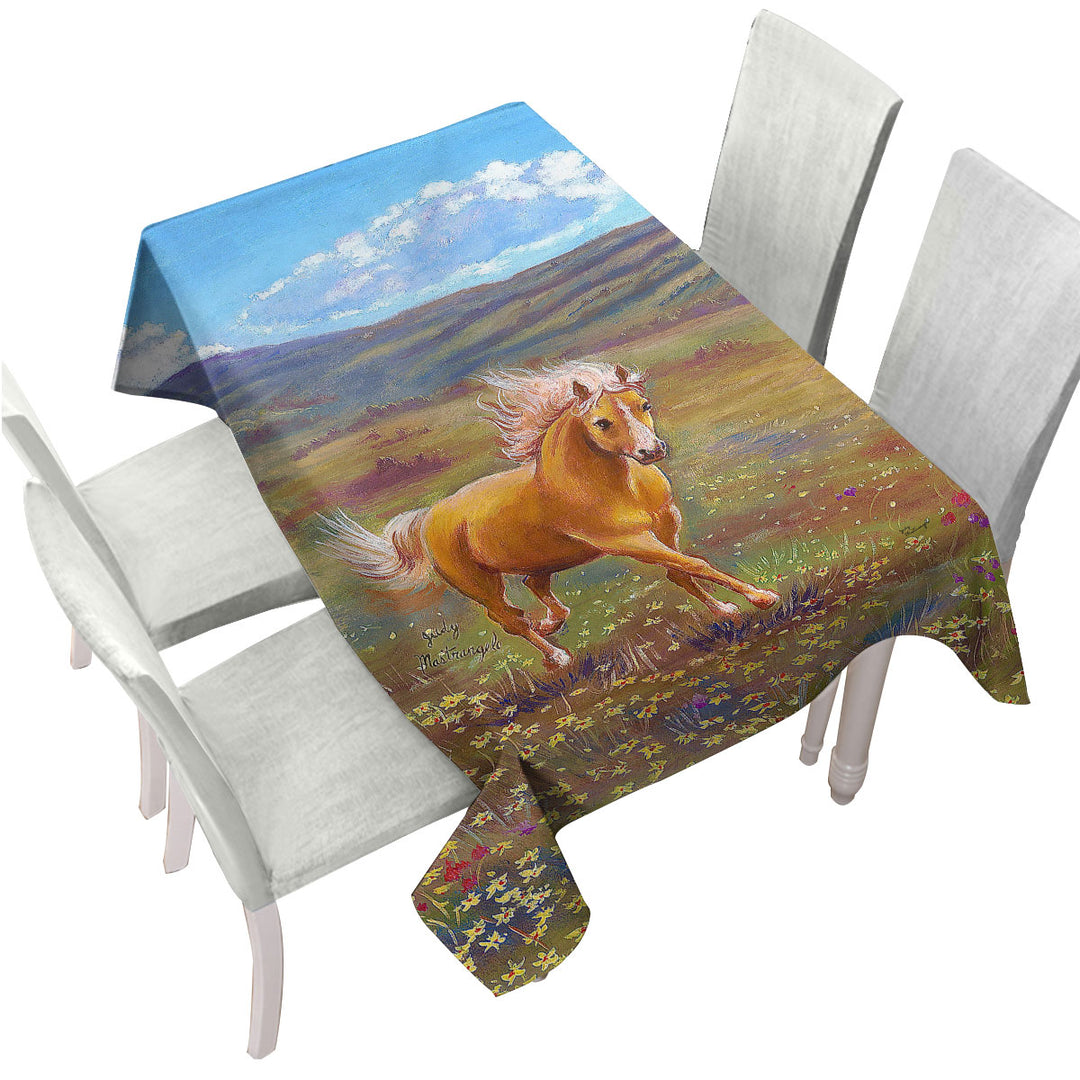 Wildlife Art Painting Running Horse Tablecloths