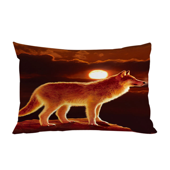 Wildlife Art Sunset Wolf Pillowcase