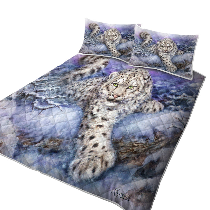 Wildlife Drawings Snow Forest White Leopard Quilt Shop Near Me