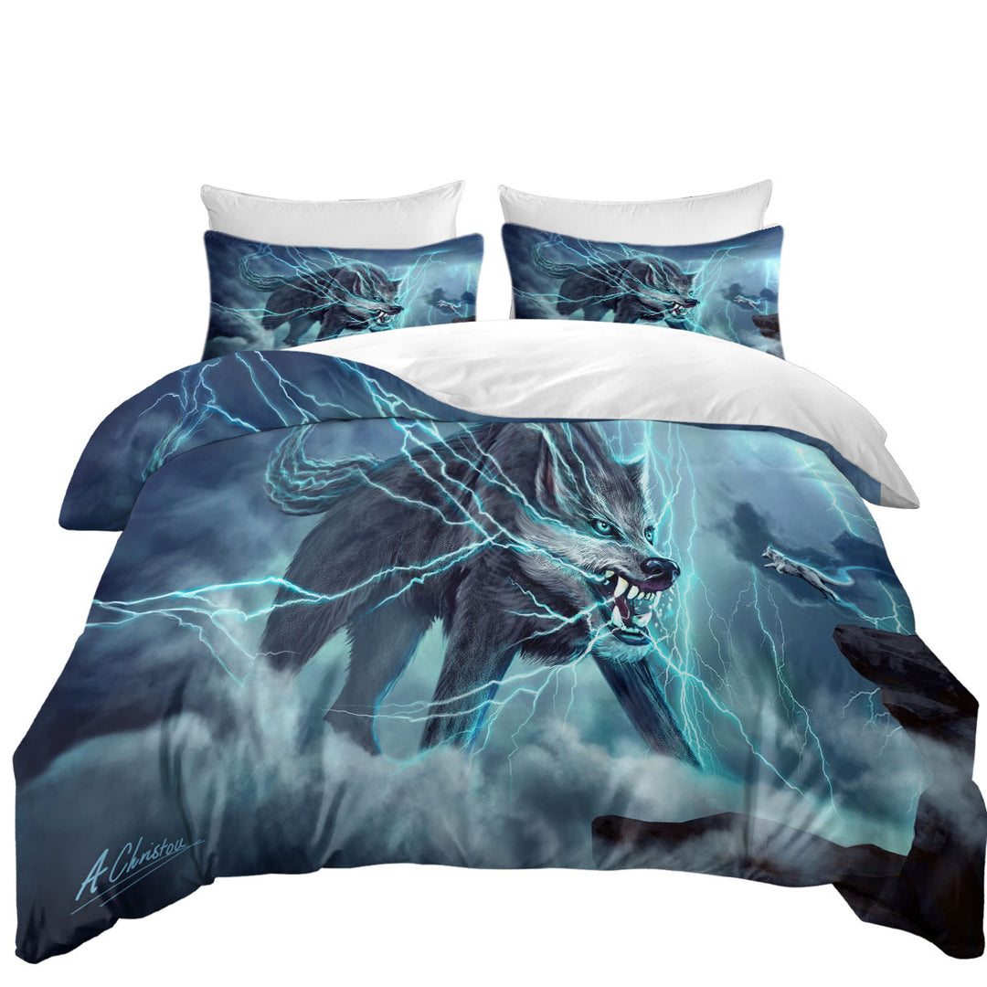 Wildlife Fiction Art Beast Wolf King Duvet Cover set