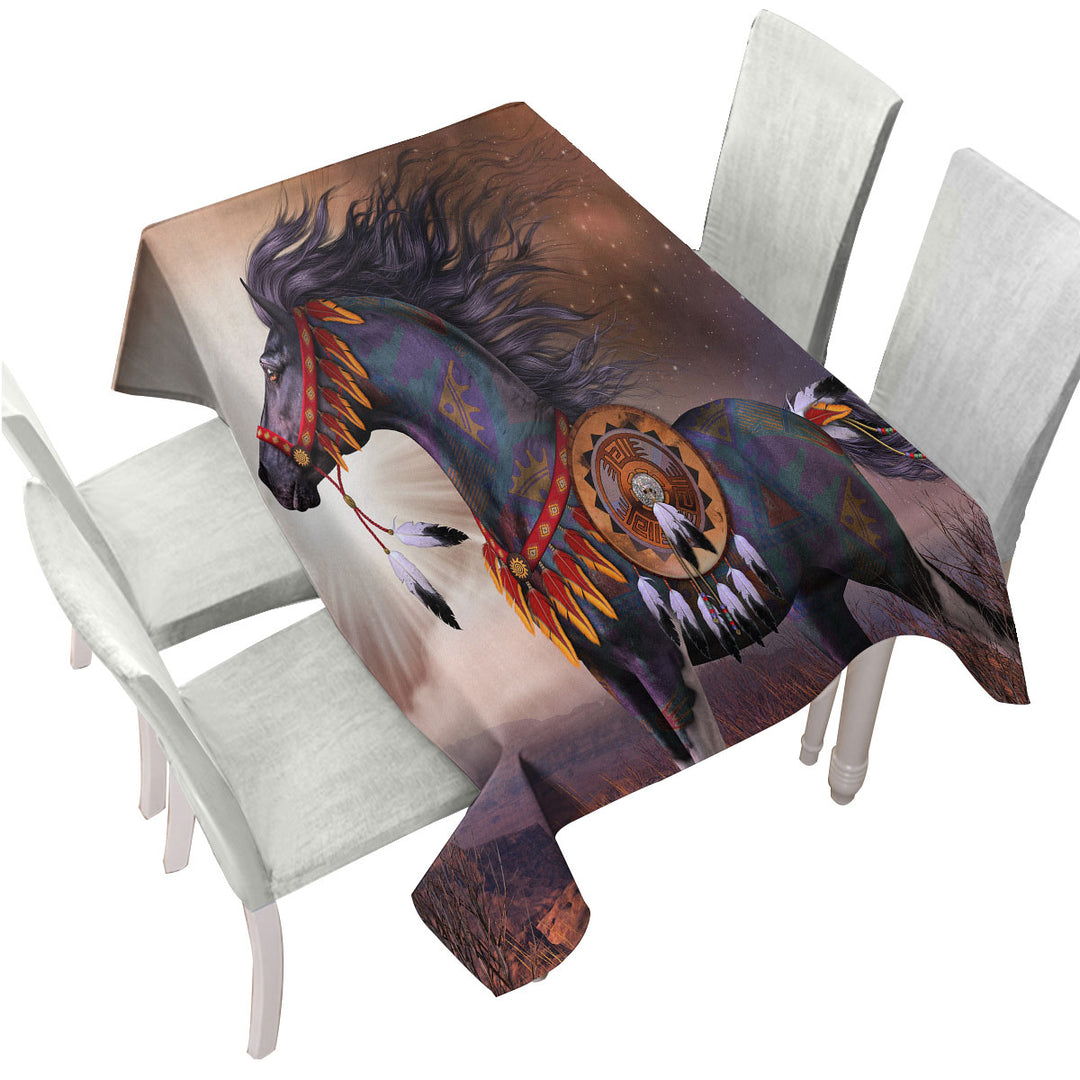 Wind Walker Attractive Native American Horse Table Cover