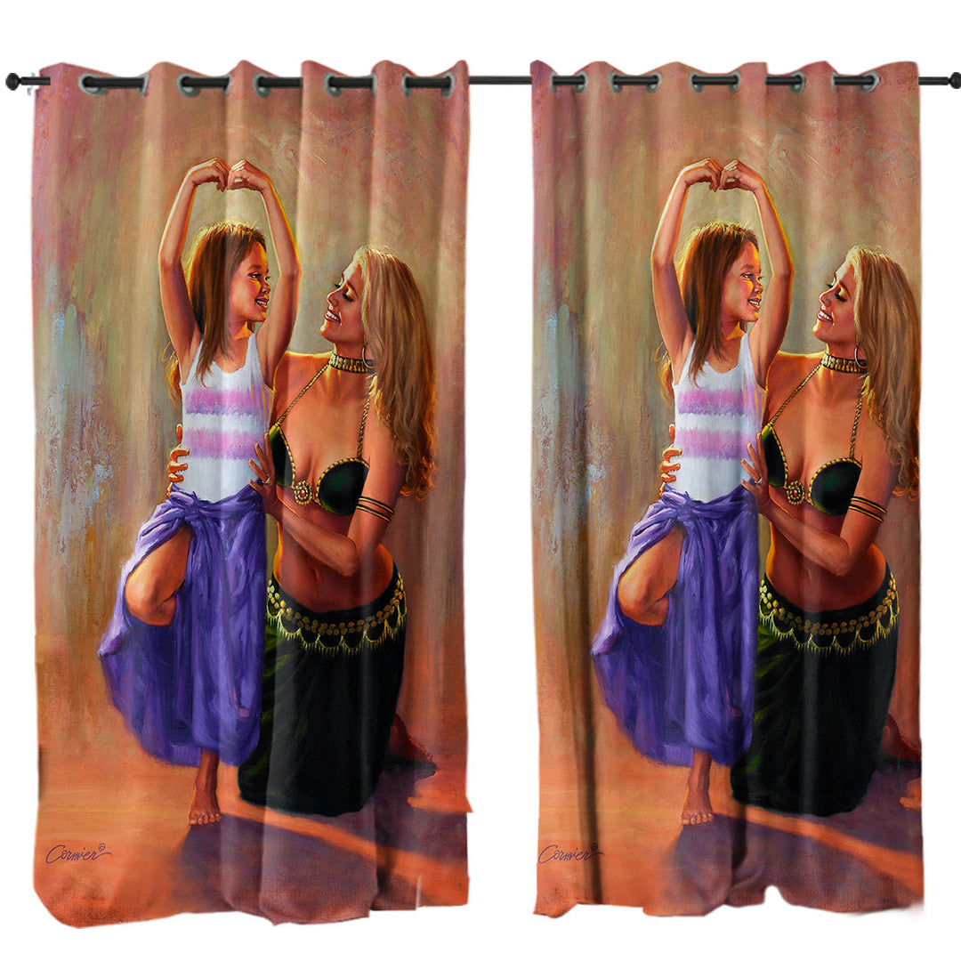 Window Curtains with Cute Art Paintings Little Belly Dancer