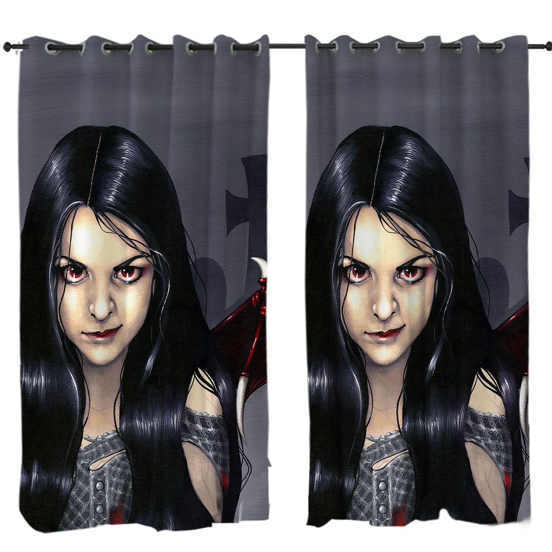 Window Curtains with Hunger Pains the Undead Goth Vampire Girl