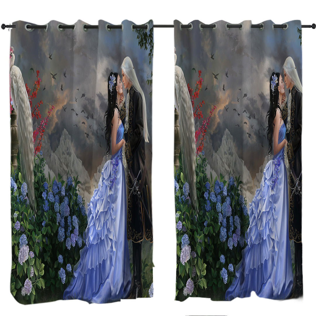 Window Curtains with Lovers Fantasy Art Prince and Princess