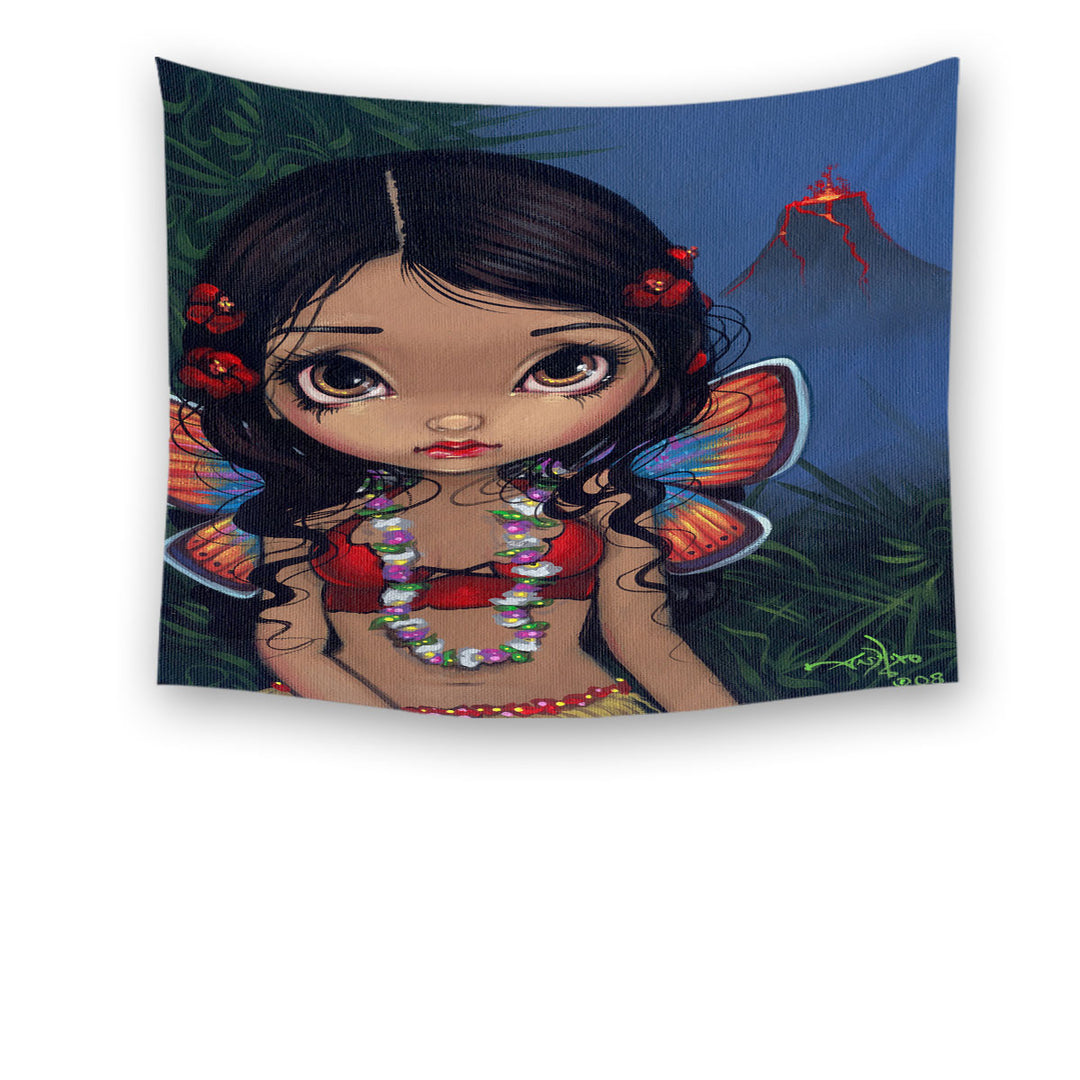 Winged Tiki Hula Girl Hawaiian Volcano Fairy Wall Decor Art Prints