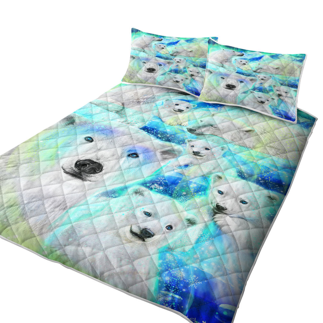 Winter Aurora Art Day Dream Polar Bears Coverlets