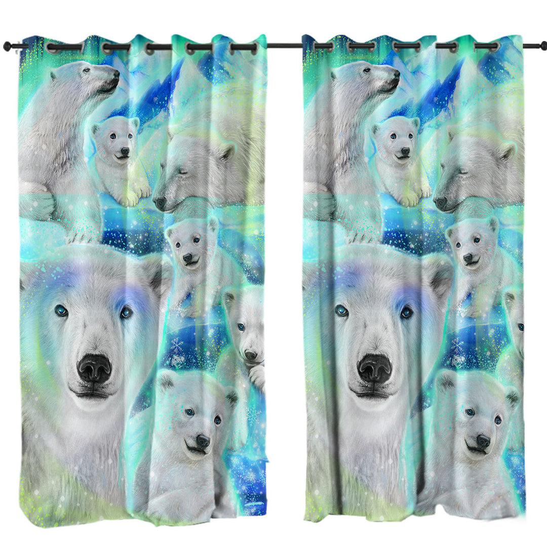 Winter Aurora Art Day Dream Polar Bears Drapery