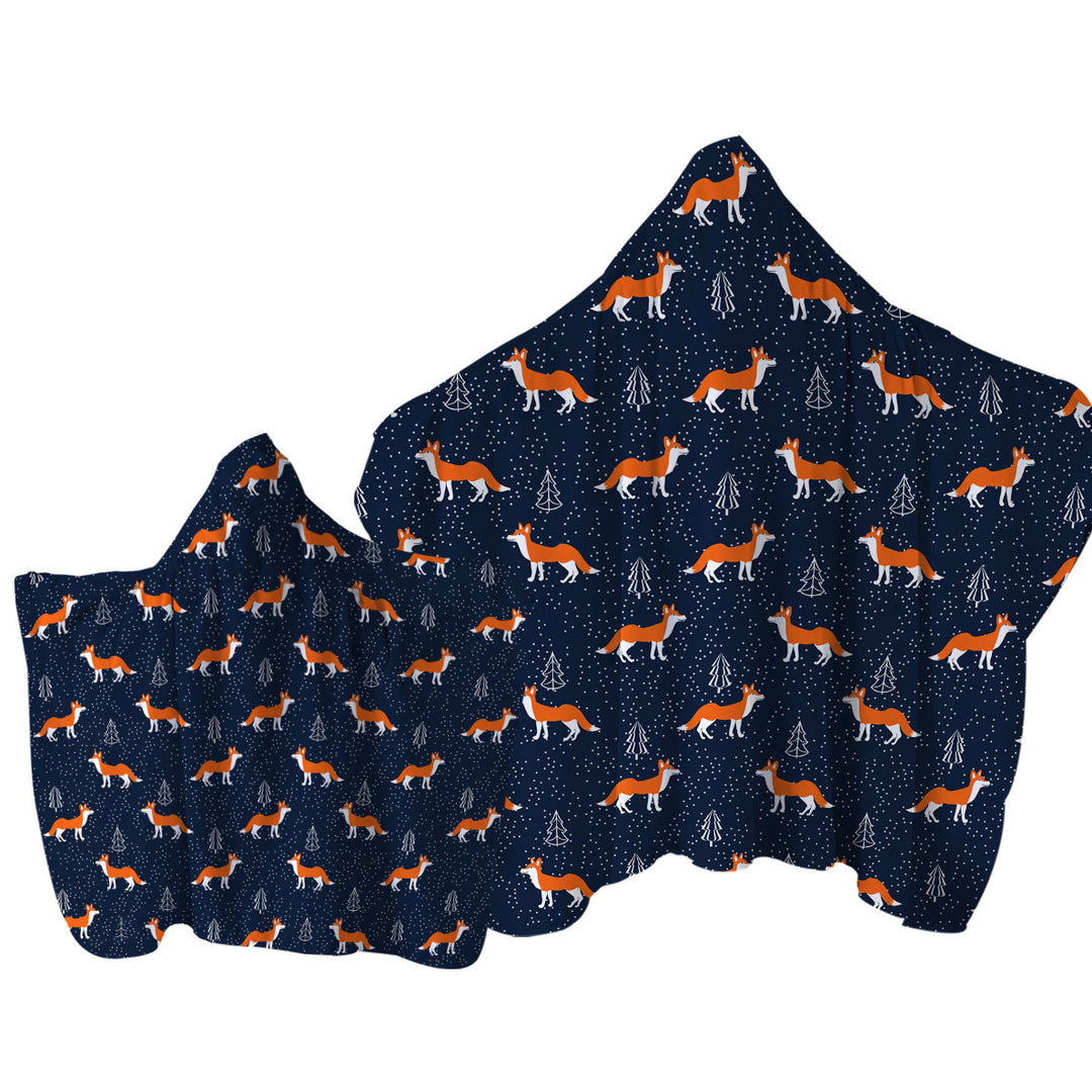 Winter Fox Pattern Towel with Hood