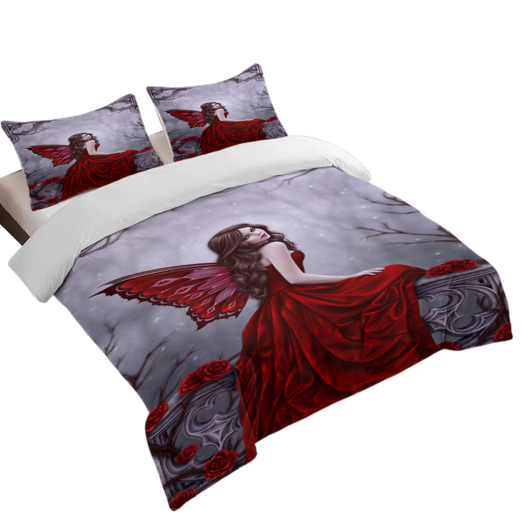 Winter Rose the Beautiful Butterfly Woman Duvet Cover