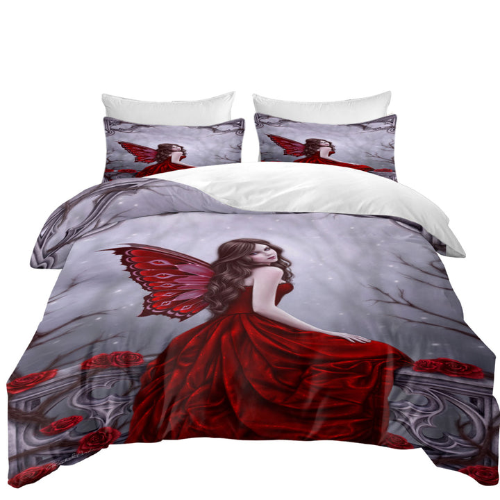 Winter Rose the Beautiful Butterfly Woman Duvet Covers