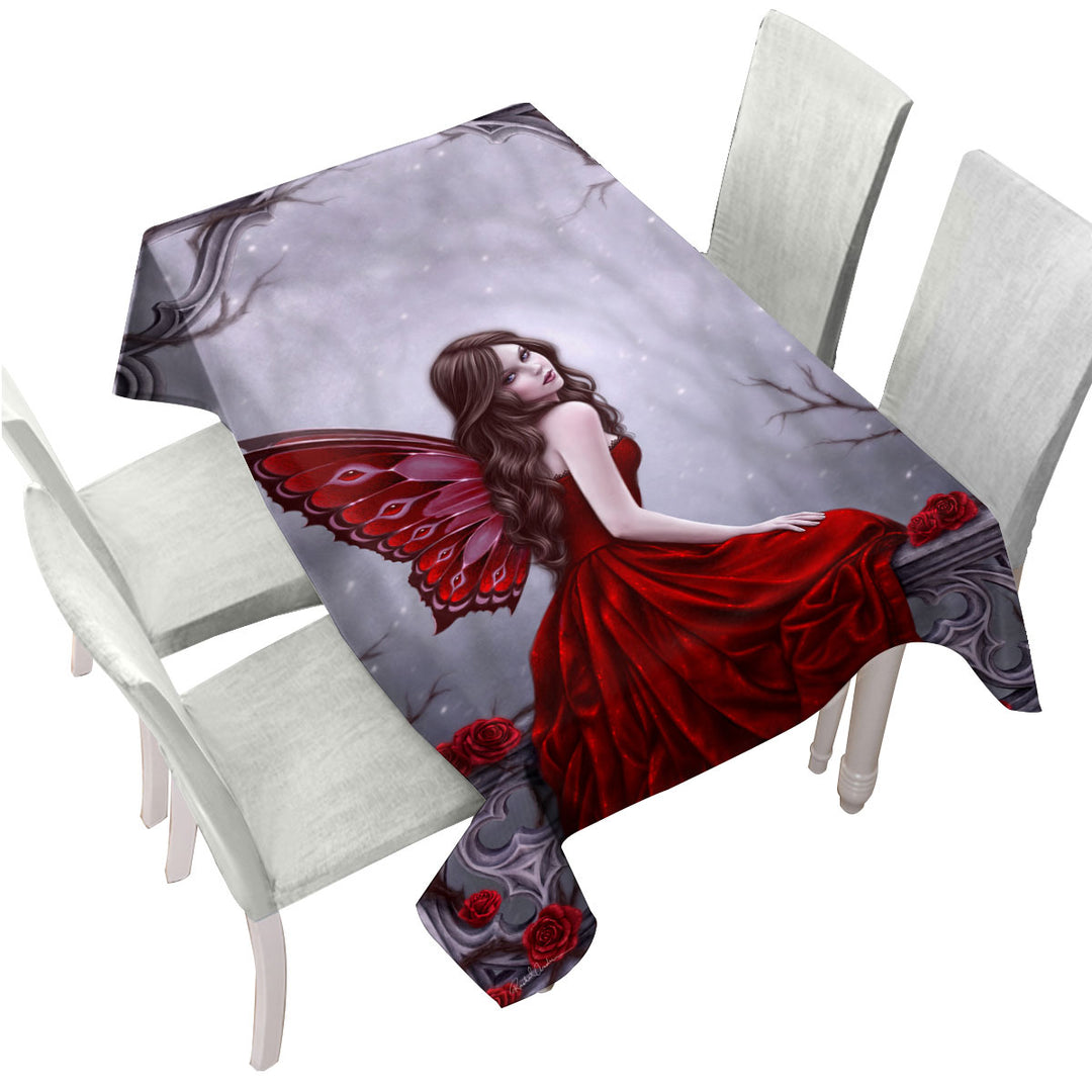 Winter Rose the Beautiful Butterfly Woman Tablecloth