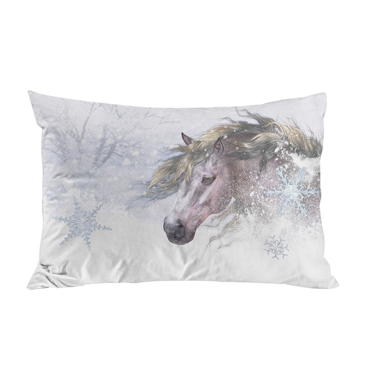 Winter Snow and Bright Hair White Horse Bed Covers