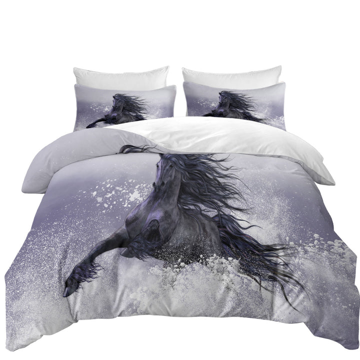 Winter Thunder Snow Running Wild Black Horse Donna Covers