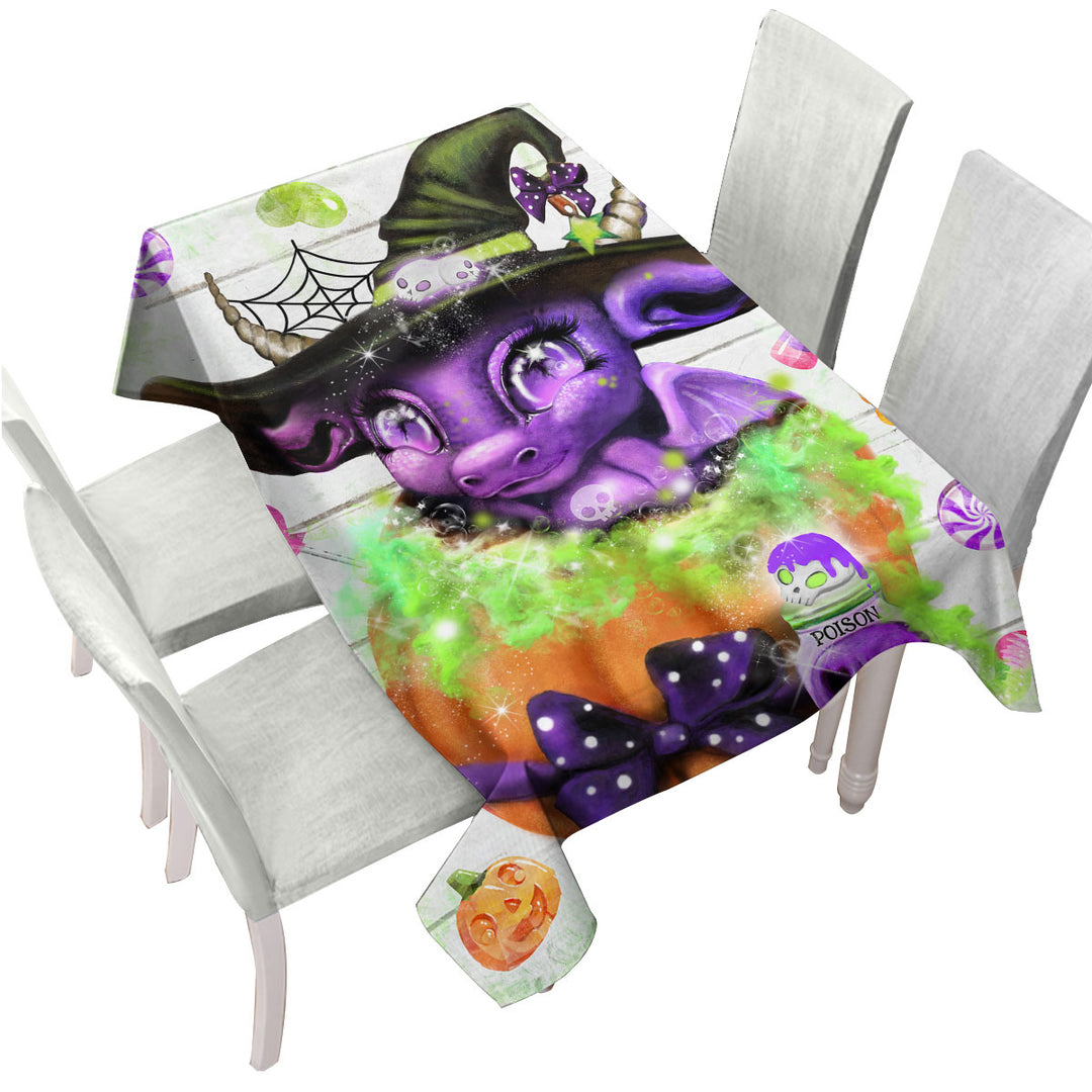 Witchy Halloween Lil Dragon Custom table cloth