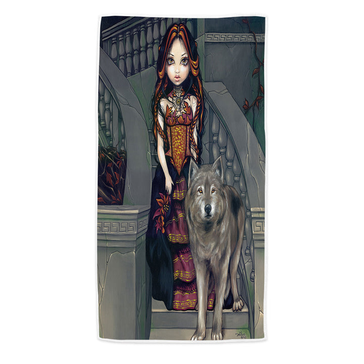 Wolf Countess an Aristocratic Beautiful Girl Microfiber Beach Towel