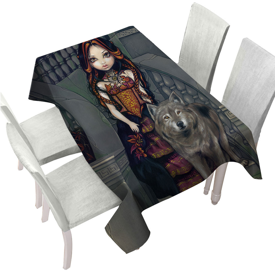 Wolf Countess an Aristocratic Beautiful Girl Tablecloth