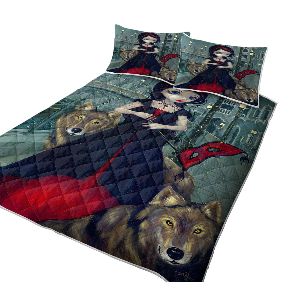 Wolves of Venice Gothic Maiden and Her Wolves Quilts