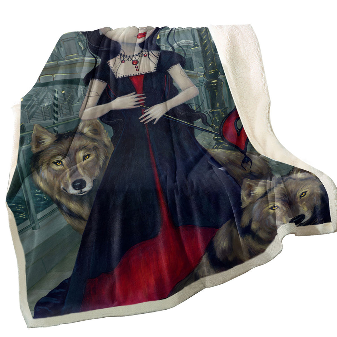 Wolves of Venice Gothic Maiden and Her Wolves Throw Blanket