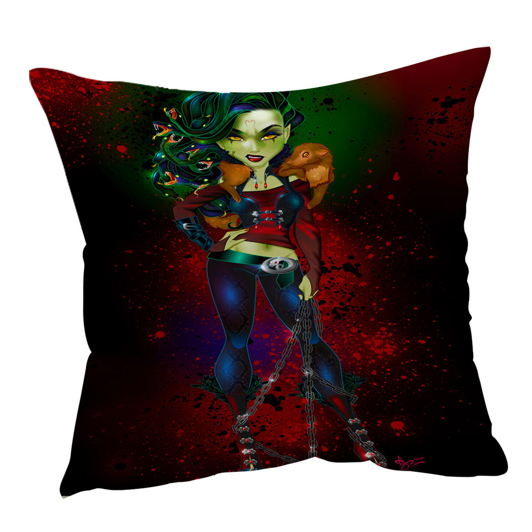 Women Cushion Covers Dark Art Goth Tough Medusa