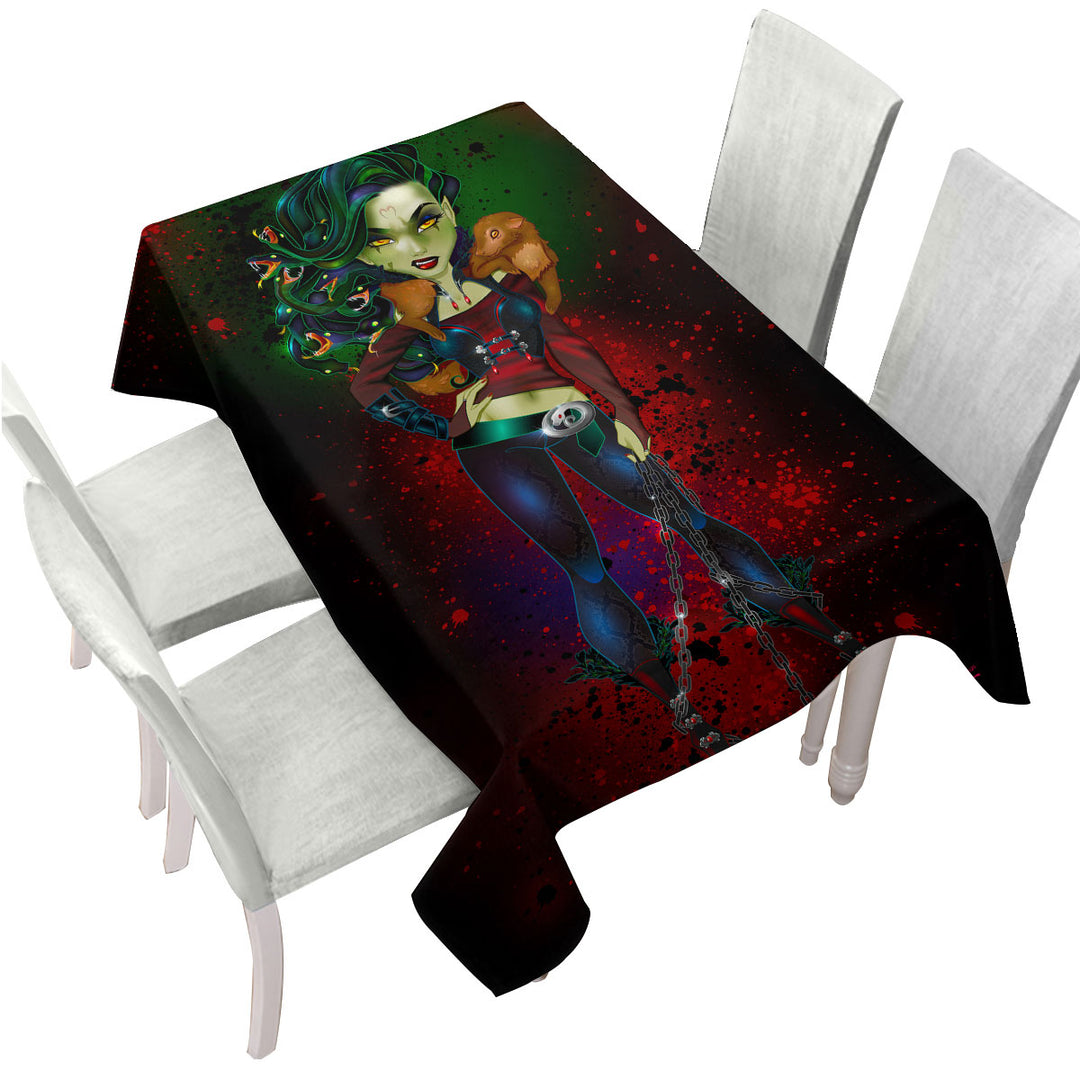 Women Dark Art Goth Tough Medusa Tablecloth